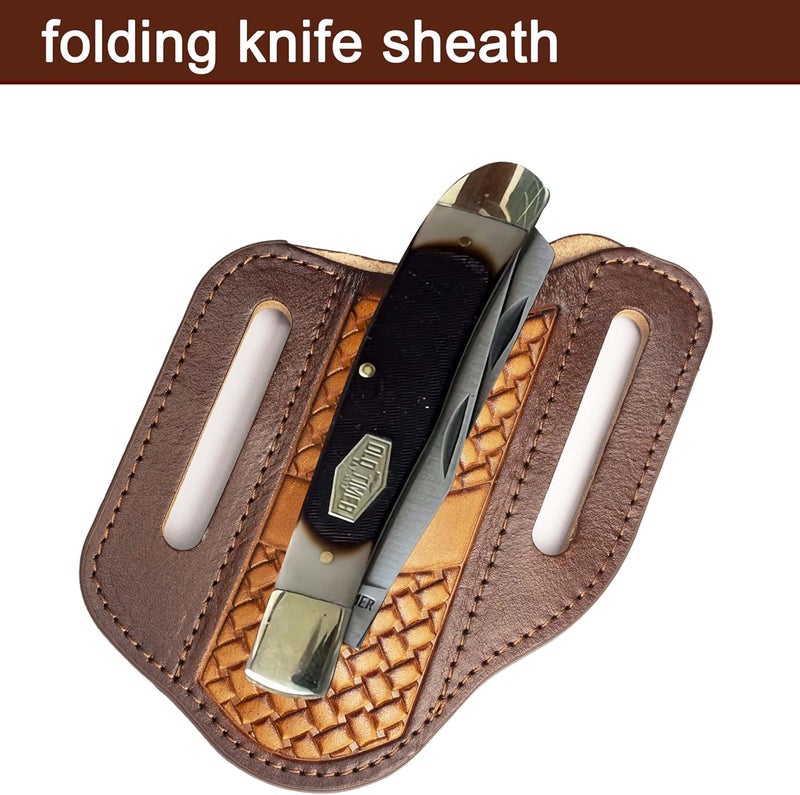 HOGIKUO Leather Knife Sheath for Belts,Fits Folding Knife Sheath(Brown) - Image 4